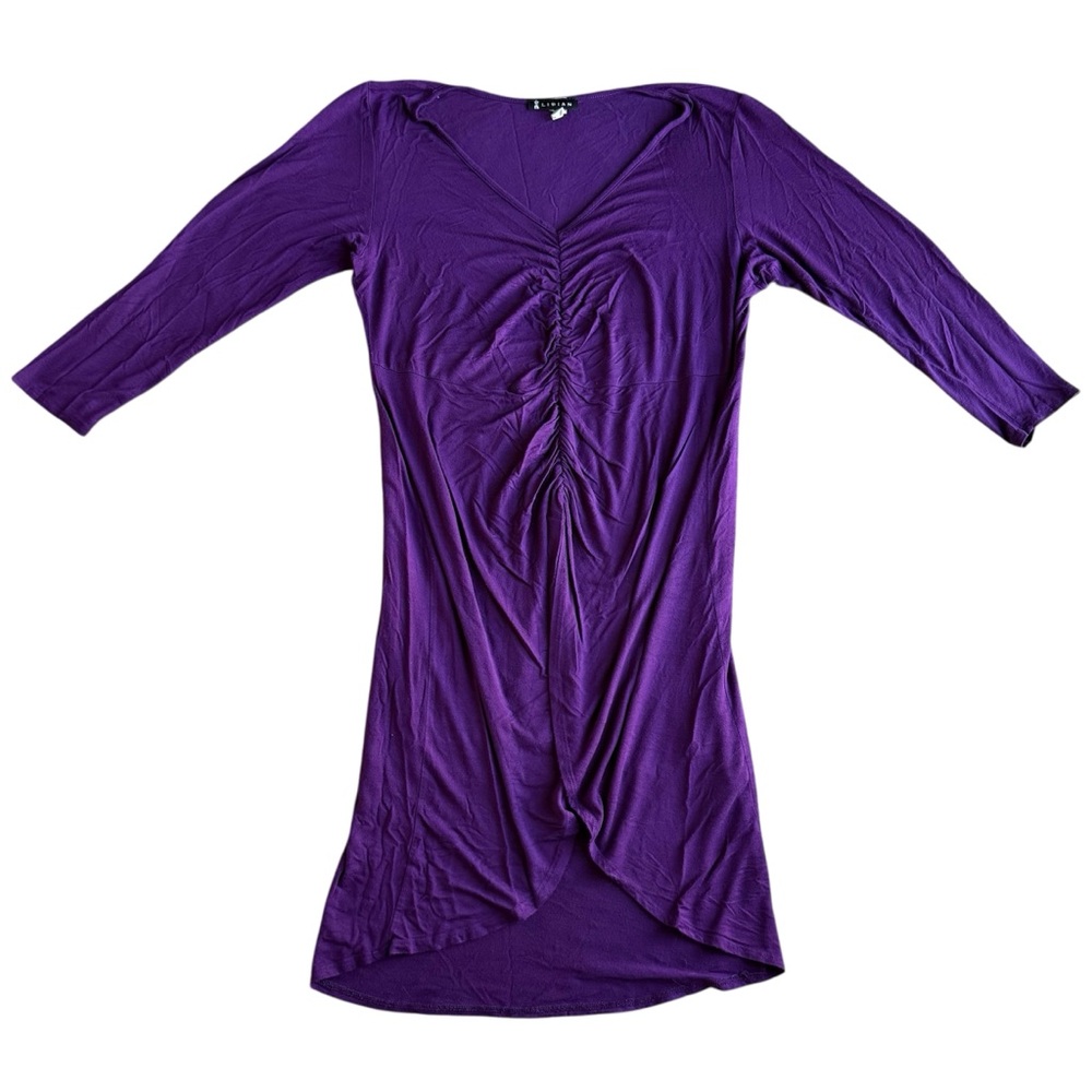 Libian Women’s Purple Ruched Long Sleeve Midi Size 3X Elegant Classy Dress